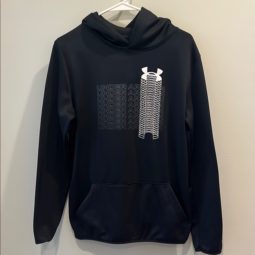 Under Armour Black Hoodie - pull over hooded sweatshirt. Size youth XL.  Black